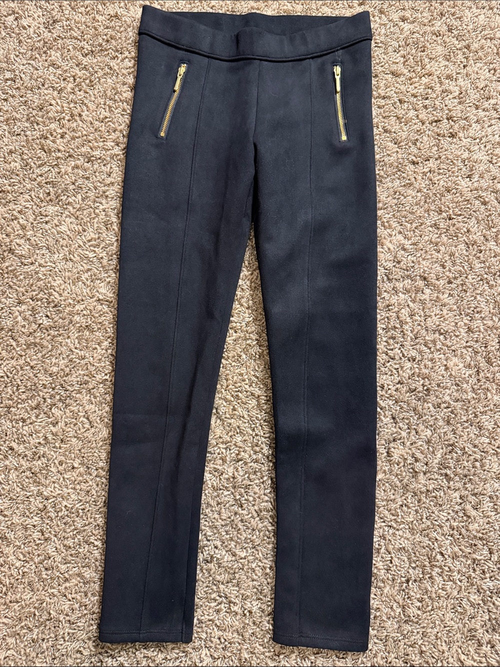 Janie and Jack Black Ponte Leggings with Gold Zipper Accents